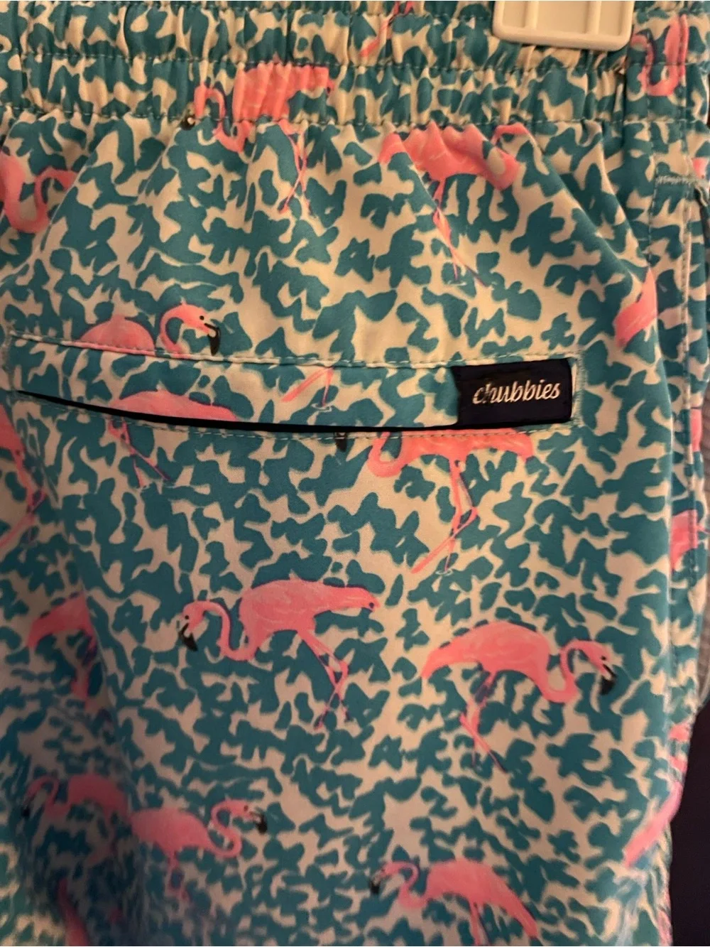 chubbies Pink Flamingo Print Shorts - Turquoise & Pink 5.5”
